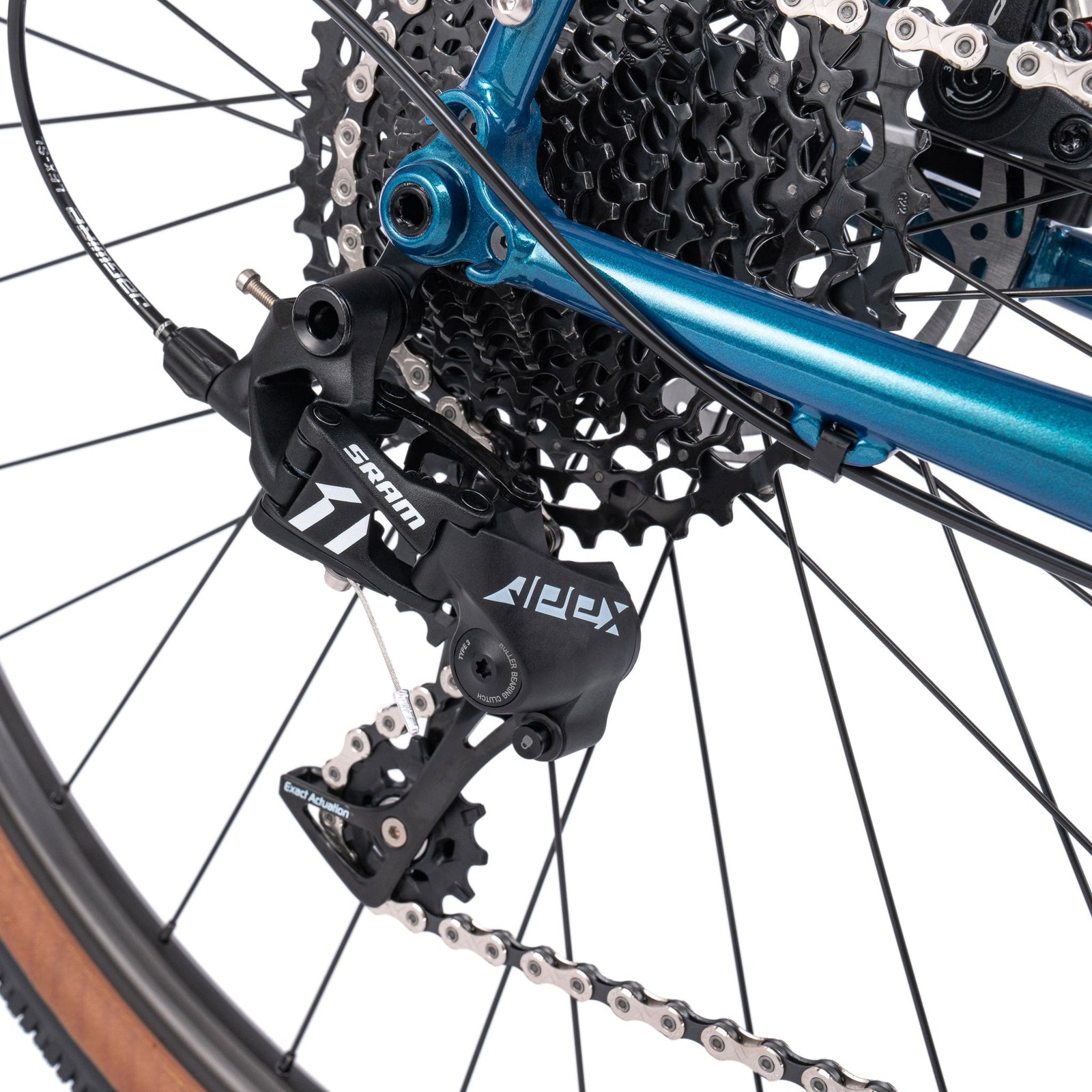 Bombtrack Beyond SUS — Metallic Teal — rear derailleur and cassette