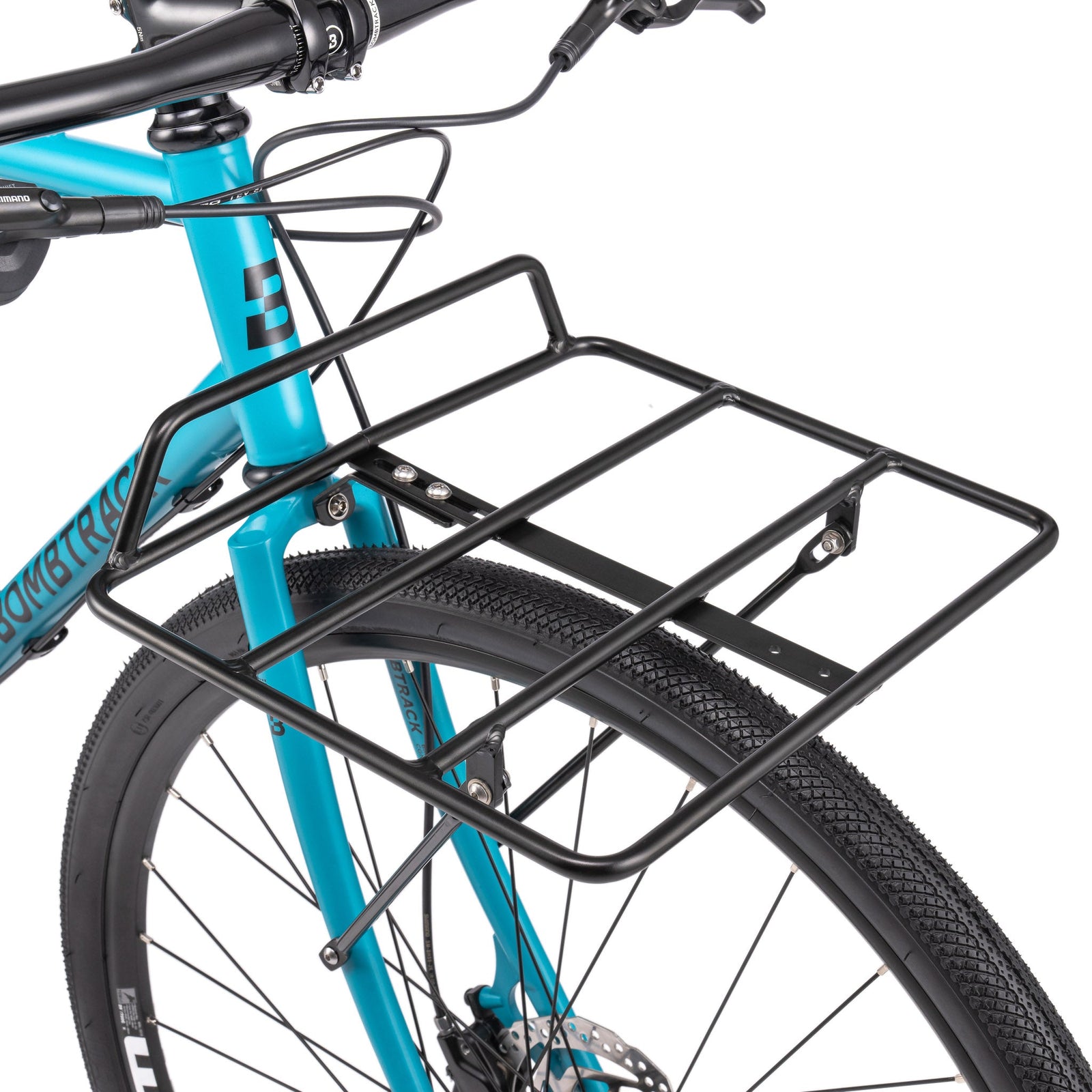 Bombtrack Arise Geared — Matt Petrol Blue — front rack