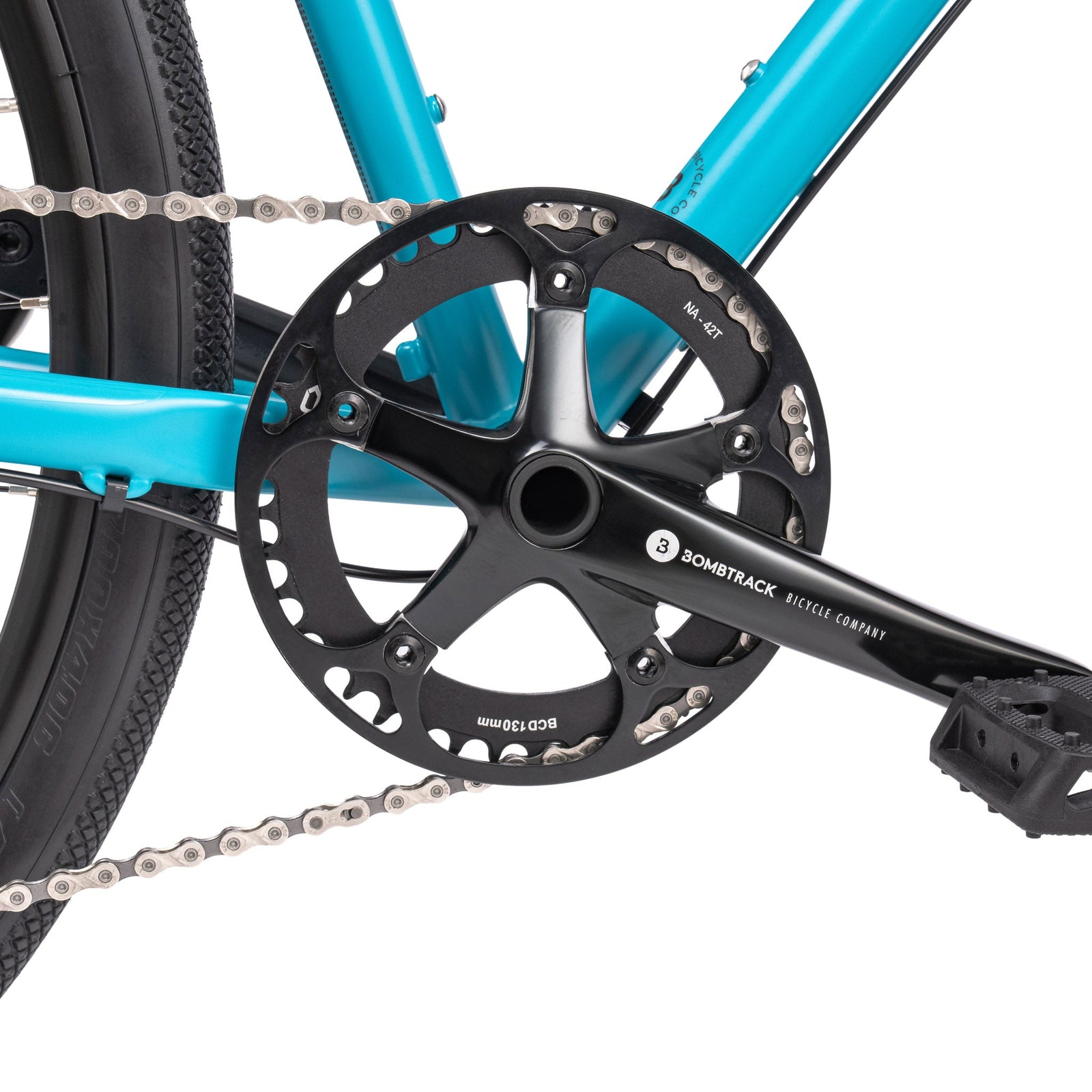 Bombtrack Arise Geared — Matt Petrol Blue — crankset and chainring
