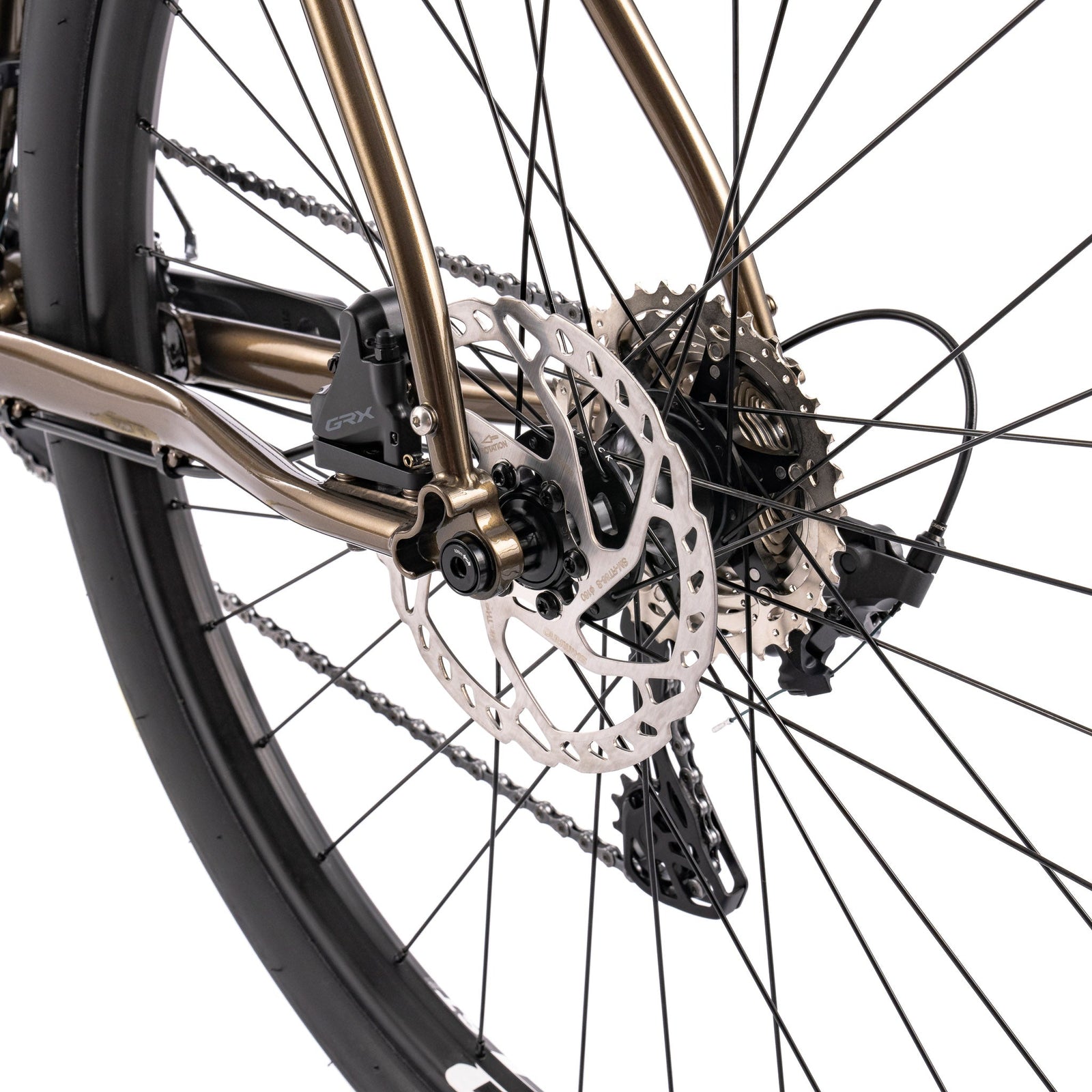 Bombtrack Audax — Metallic Dark Brown — rear hub and brake