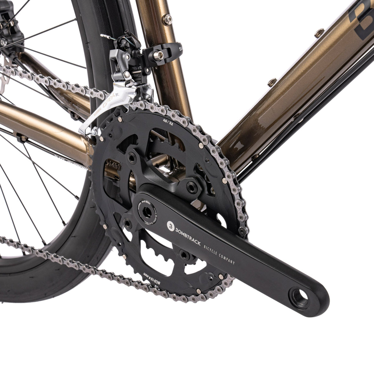 Bombtrack Audax — Metallic Dark Brown — crankset and chainrings