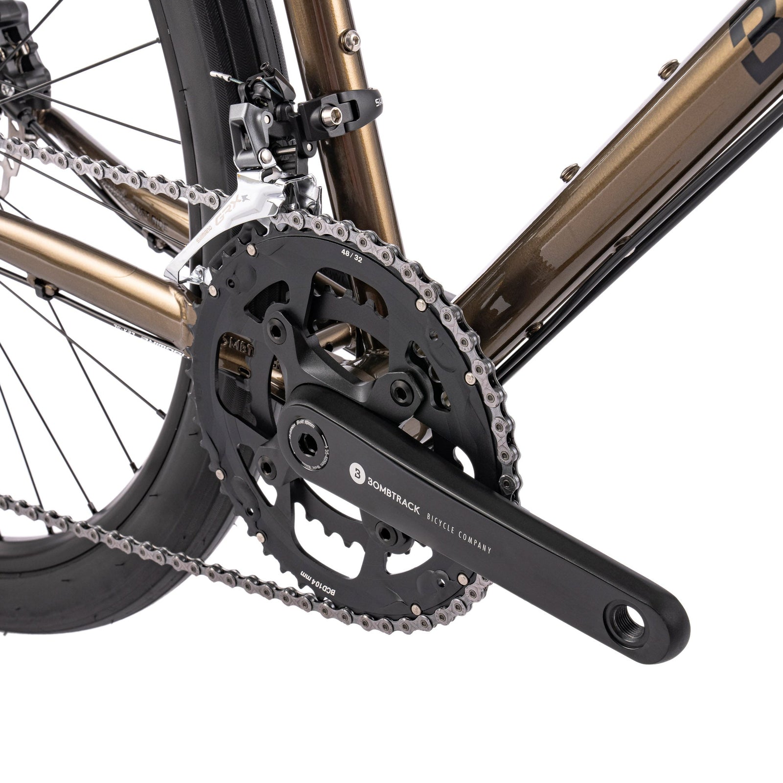 Bombtrack Audax — Metallic Dark Brown — crankset and chainrings