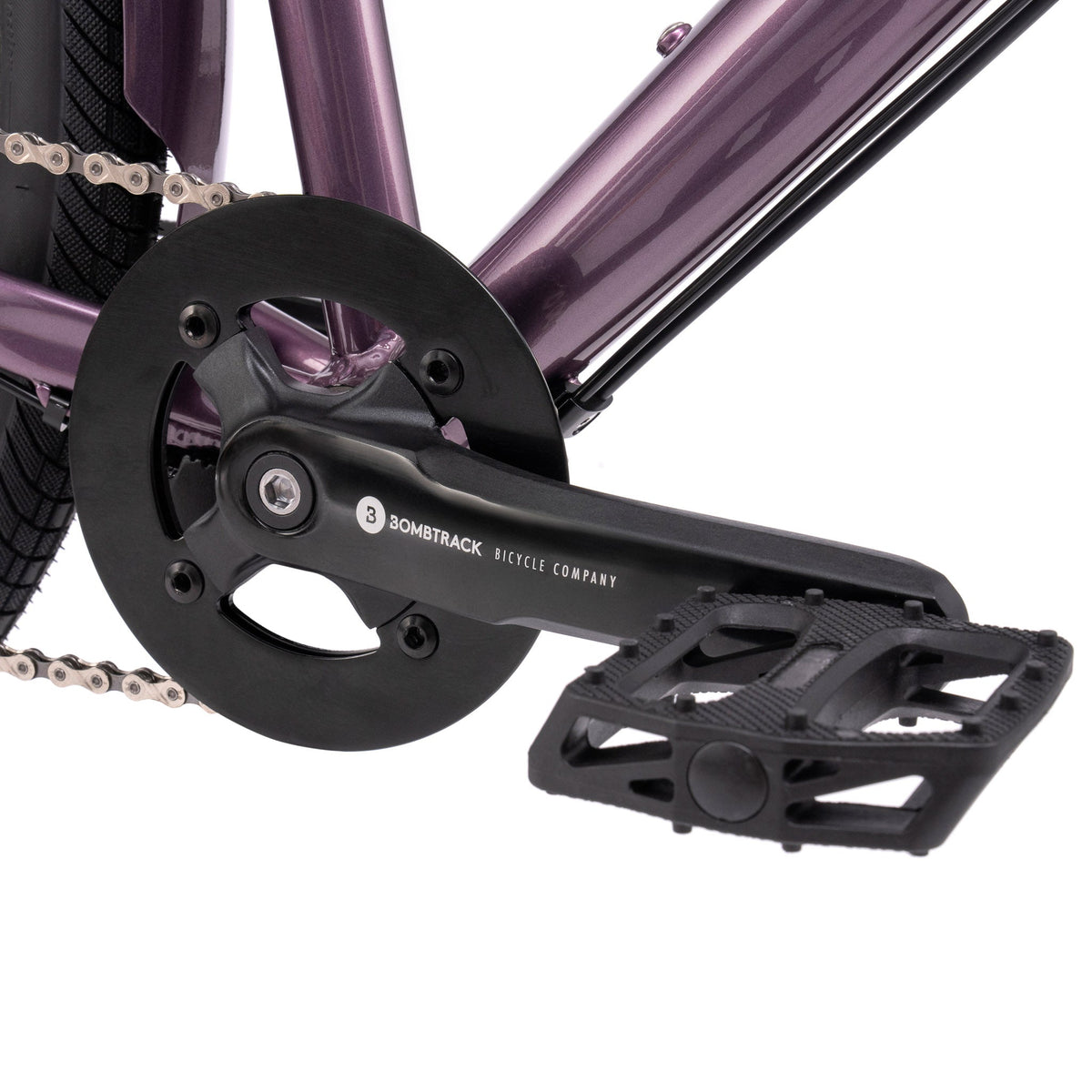 Bombtrack Munroe Loop — Metallic Purple — crankset and pedal