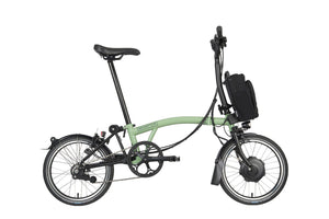 Brompton Electric C-Line Explore (6 speed)-E-Folding-Brompton-Matcha Green-High-Bicycle Junction