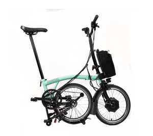 Brompton Electric C-Line Explore (6 speed)-E-Folding-Brompton-Turkish Green-Mid-Bicycle Junction