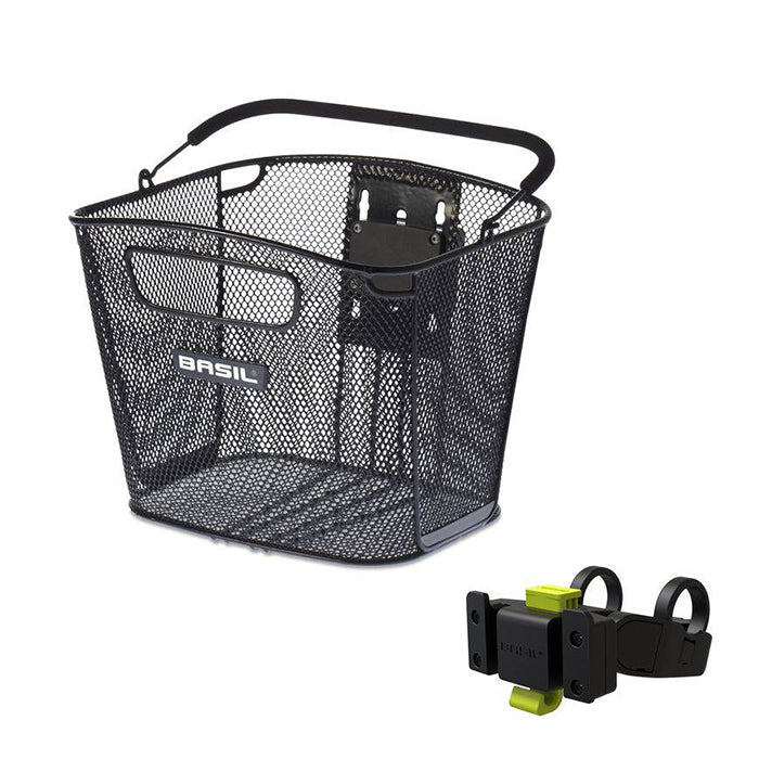 Basil Bold KF Front Basket – Includes KF Handlebar Holder, Black