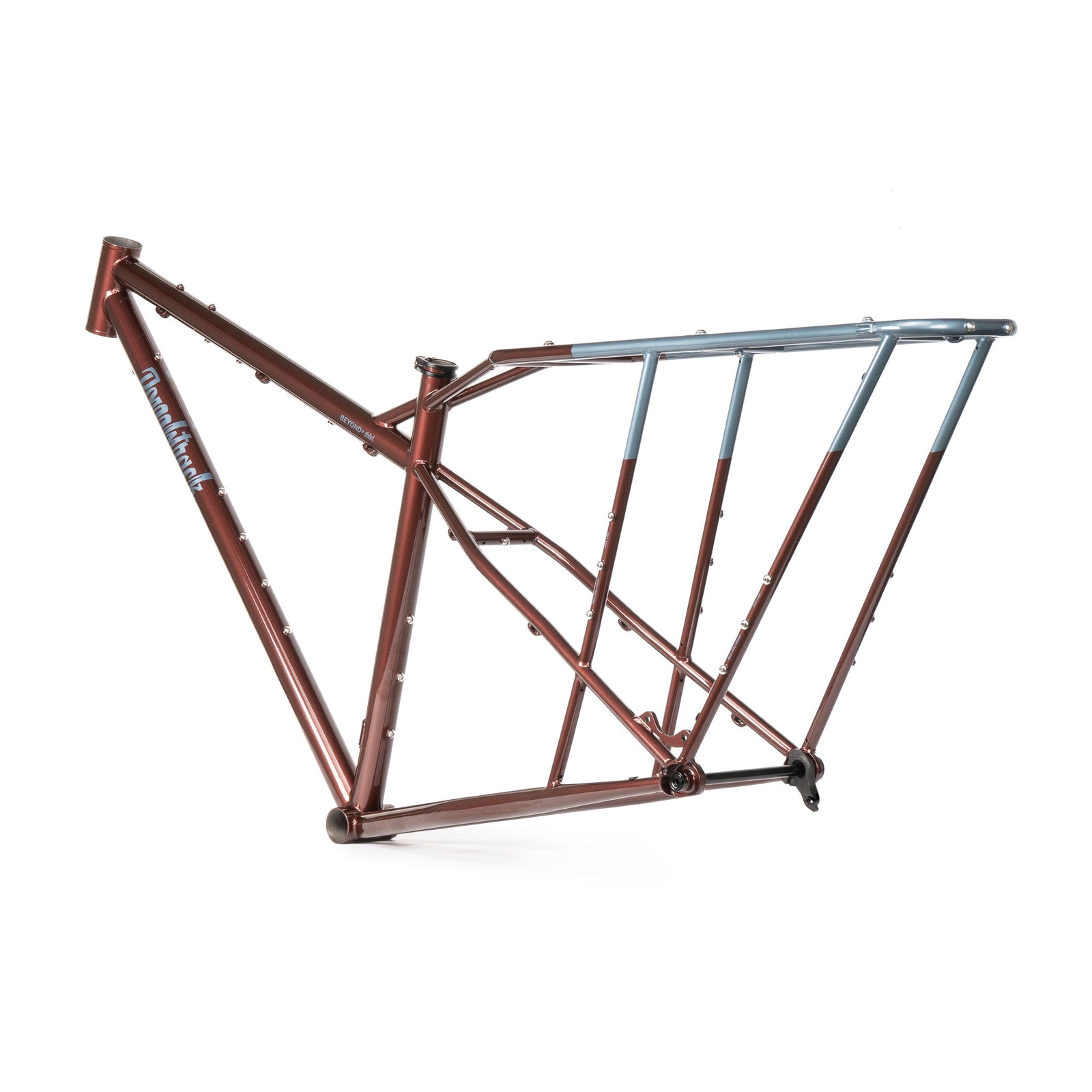 Bombtrack Beyond+ Midtail metallic burgundy frame, rear three-quarter view