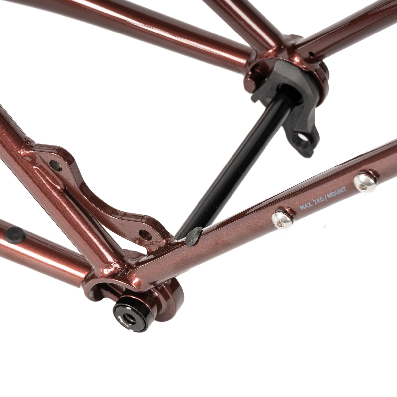 Bombtrack Beyond+ Midtail metallic burgundy frame, bottom bracket and chainstay detail