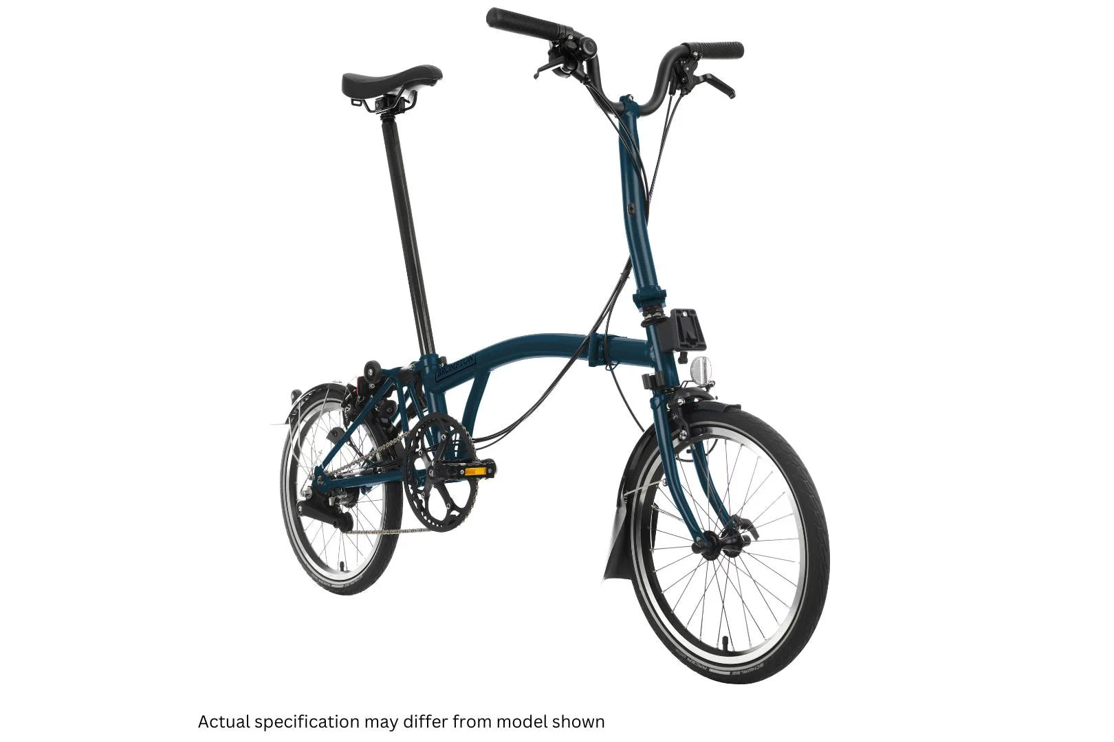 Blue folding bicycle on a white background