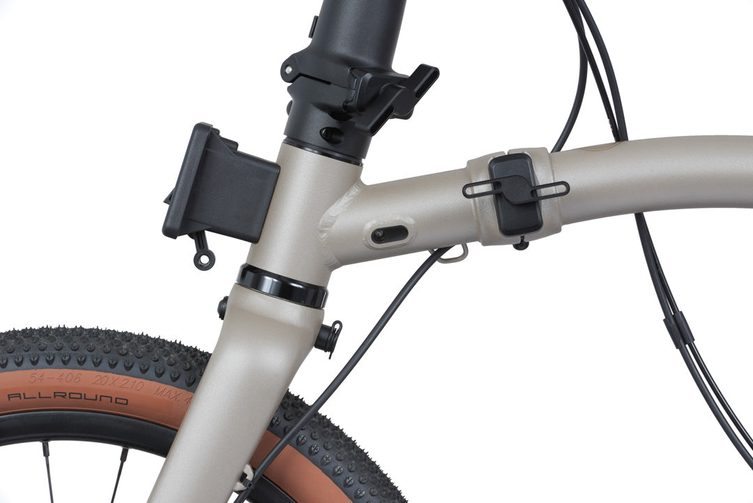 Brompton G Line Close-up of a bicycle frame on a white background