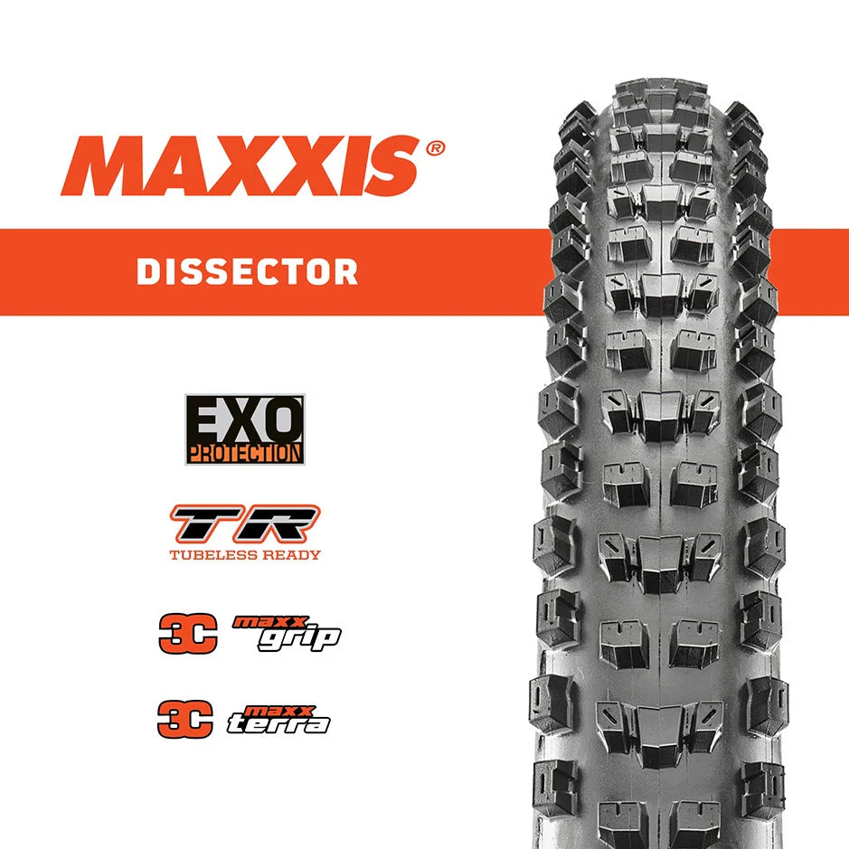 Maxxis Dissector 27.5 x 2.40 WT Tyre – 3C MaxxTerra, EXO / TR, Folding