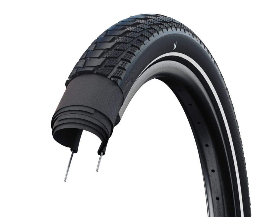 Schwalbe Motion Pick-Up cargo tyre with reflective sidewall and Super Defense casing
