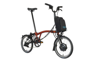 Brompton Electric C-Line Explore (6 speed)-E-Folding-Brompton-Flame Lacquer-Mid-Bicycle Junction